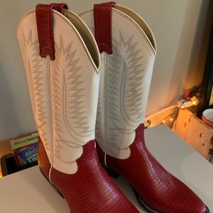 Vintage 1980s Red & White LJ Simone Cowgirl Boots